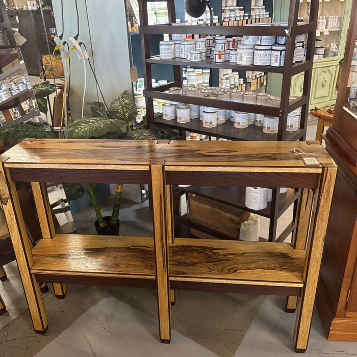 "Local Artist" Sofa/Hall Table w "Black Limba" Wood from Africa & Burnt Cdn. Ash