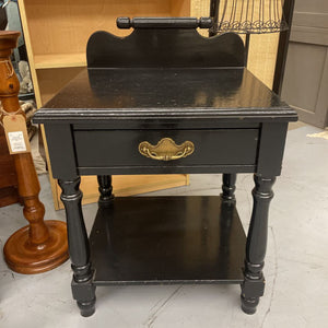 Black Gloss Wooden Side Table w Drawer