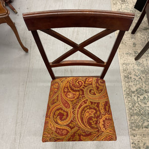 SET OF 4 Mahogany Dining Chairs w Paisley Fabric Seat