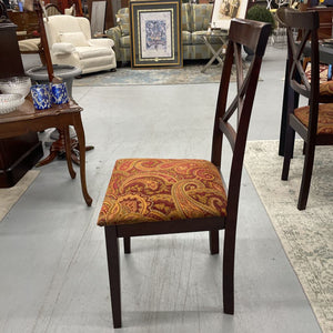 SET OF 4 Mahogany Dining Chairs w Paisley Fabric Seat