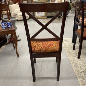 SET OF 4 Mahogany Dining Chairs w Paisley Fabric Seat