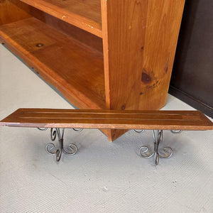Wooden Wall Shelf w Wire Brackets