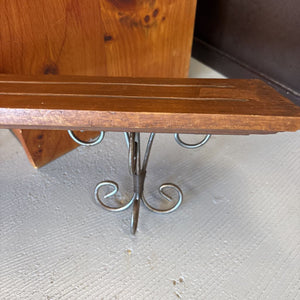 Wooden Wall Shelf w Wire Brackets