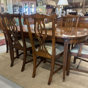 Kaufman Mahogany Dining Table & 6 Chairs- Canadian Made w Leaf on Castors