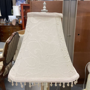 Elegant Silver Base Lamp w Beaded Shade