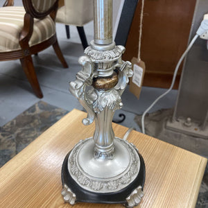 Elegant Silver Base Lamp w Beaded Shade