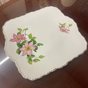 Vintage Cream Floral 12" Grindley England Plate w Gold Leaf Detail