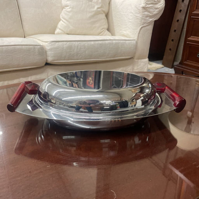 MCM Chrome Glo-Hill Gourmates Covered 13" Serving Dish