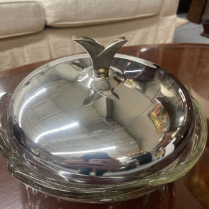 MCM Kromex Serving Lid with Glass Bowl 7H 8Diam.
