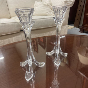 PAIR of Crystal D'arques Durand/ Long Candle Holders 8.5H