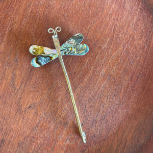 Vintage Mexican Abalone Silver Dragonfly broch w Shell Inlay Detailing