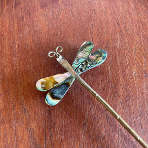 Vintage Mexican Abalone Silver Dragonfly broch w Shell Inlay Detailing