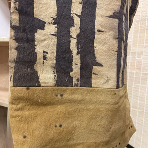 Large Birch Tree Tote Bag Naturally Dyed with Weld & Iron w Leather Straps