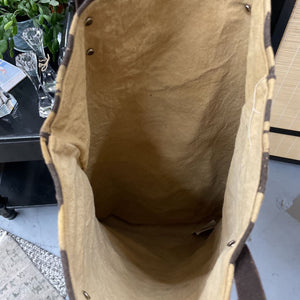 Large Birch Tree Tote Bag Naturally Dyed with Weld & Iron w Leather Straps