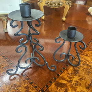 PAIR of Cast Iron candle holders
