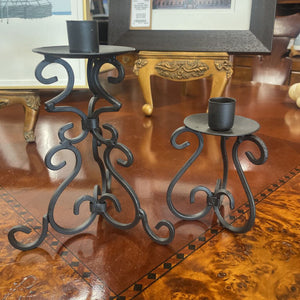 PAIR of Cast Iron candle holders