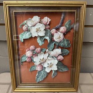3D Paper Tole Floral (Roses w Green Leaves, Rust Back)