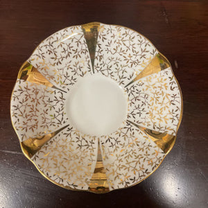 Queen Anne Golden Floral Bone China Teacup & Saucer
