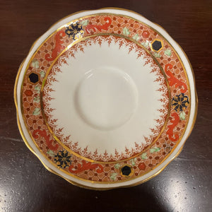 Royal Stafford Orange & Gold Rimmed Bone China Teacup & Saucer