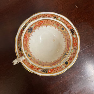 Royal Stafford Orange & Gold Rimmed Bone China Teacup & Saucer