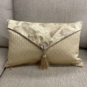 Decorative Golden Tassel Pillow 15W x 9W