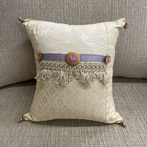 Small Golden Decorative Beaded Pillow 7H x 8W