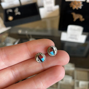 Zuni Handmade Native American Sterling Silver Stud Earrings