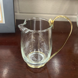 Vintage Libby Glass Martini Pitcher w Gold-Toned Metal Handle