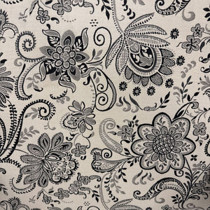 Cream & Black Floral Fabric Arm Chair