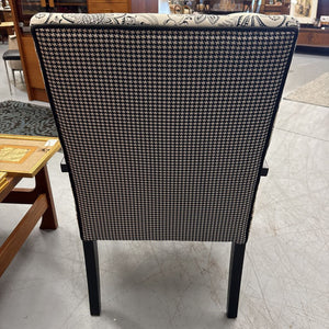 Cream & Black Floral Fabric Arm Chair