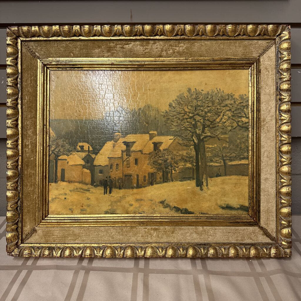 'Place du Chenil in Marly, Snow Effect' Print by Alred Sisley
