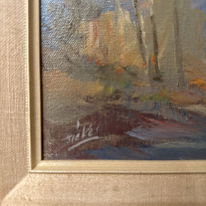 'The Forest' in Pastel Colours - Original Oil by Fieke - Antique Cream Ornate Frame