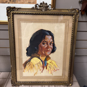 Female Native American Portrait - Original Acrylic by Eugene 1942