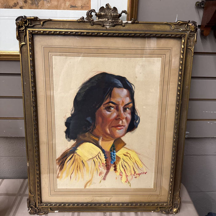 Female Native American Portrait - Original Acrylic by Eugene 1942