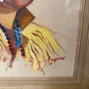 Female Native American Portrait - Original Acrylic by Eugene 1942