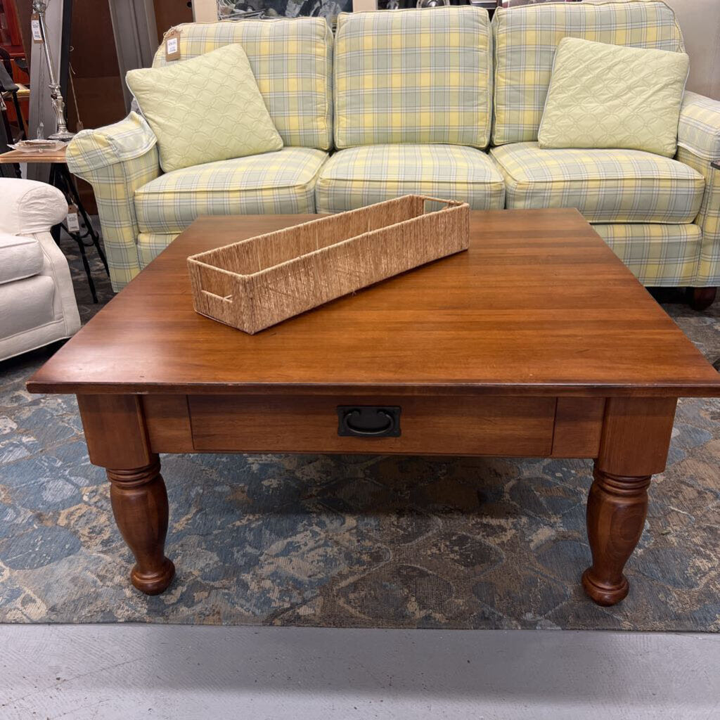 Large Square Coffee Table w Turned Legs
