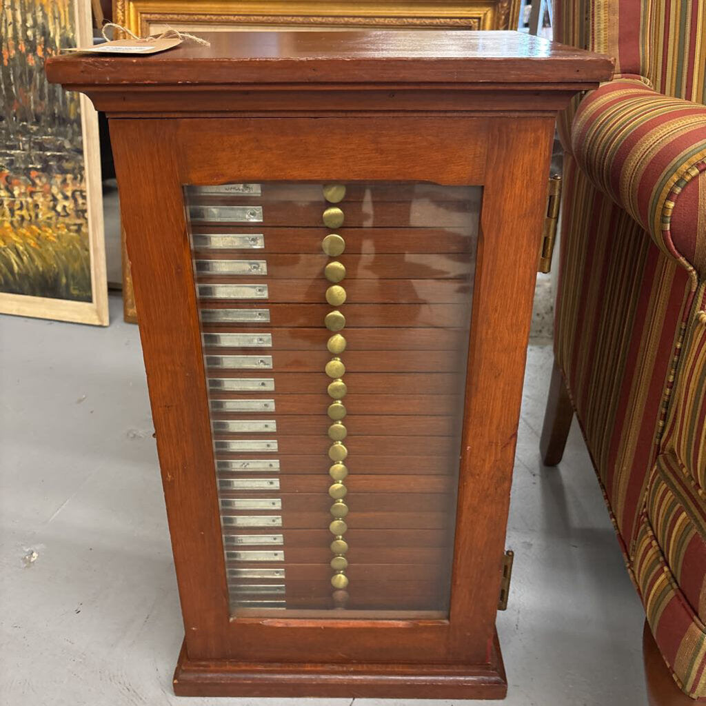 Antique Victorian Era Microscope Slide Cabinet