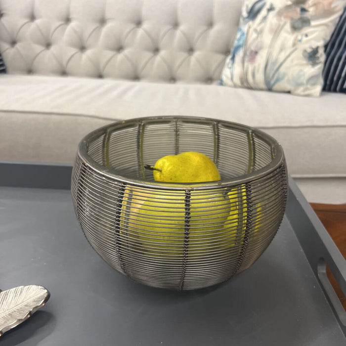 Glass Molded Wire Frame Fruit Basket