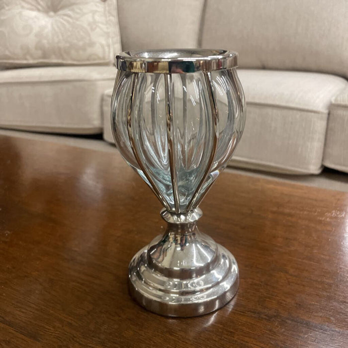 Glass and Chrome Candle Holder