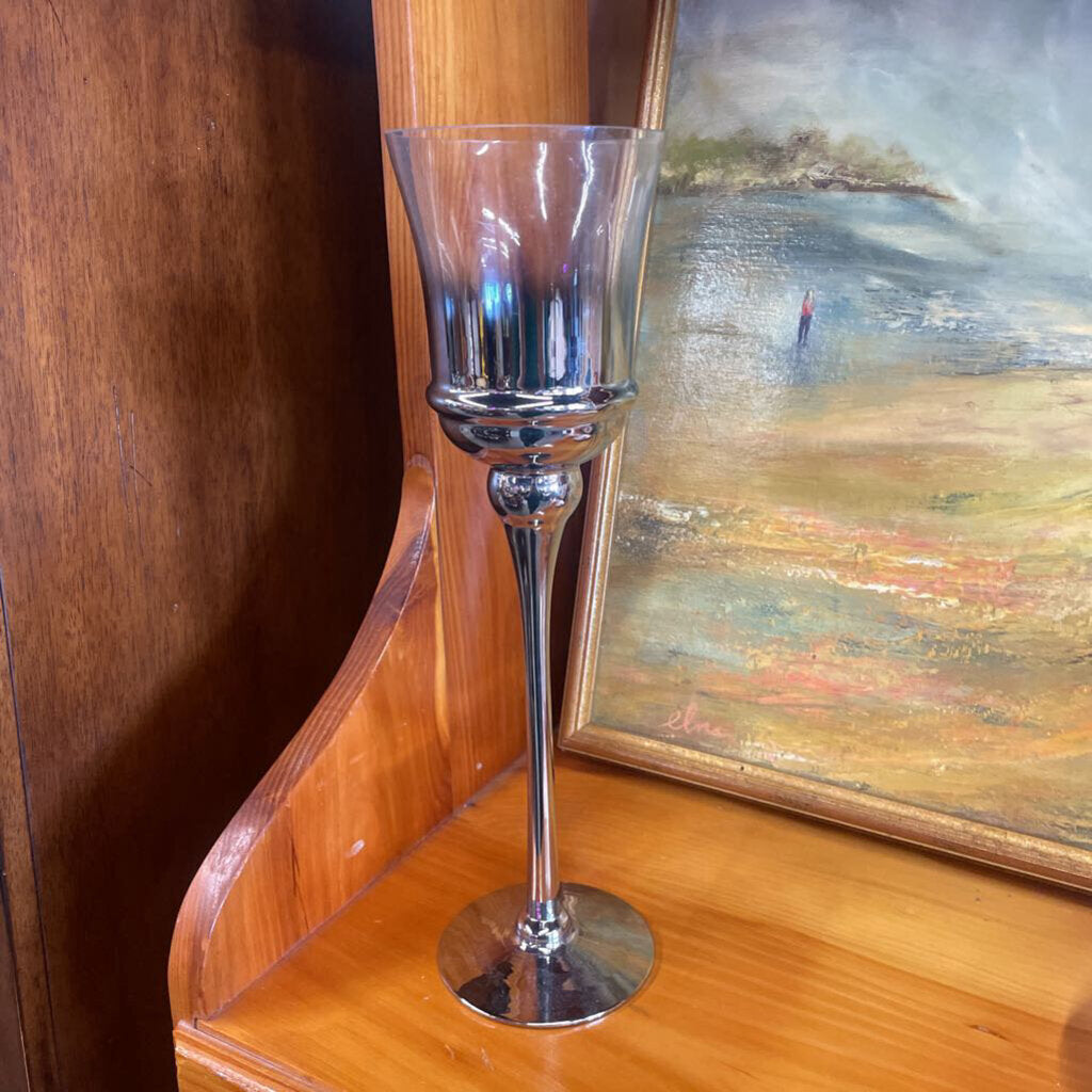 Tall Chrome Candle Holder
