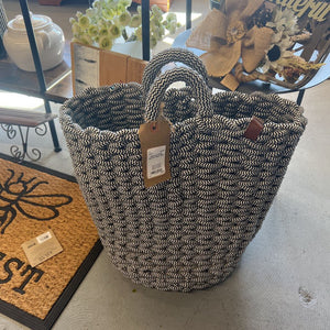 Black & White Woven Fabric Bag