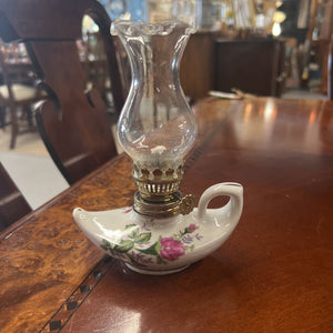 White Floral Porcelain Oil Lamp