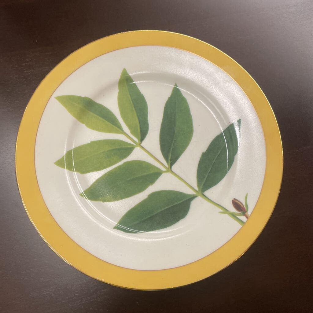 SET OF 4 Laure Japy Yellow Branch Dessert Plates