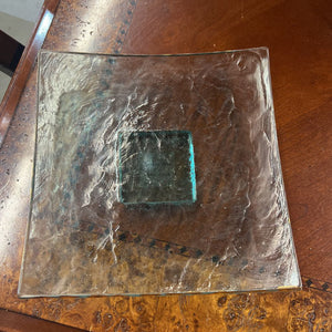 Annie Glass Art Glass Square 10" Cake Stand with Gold Detail