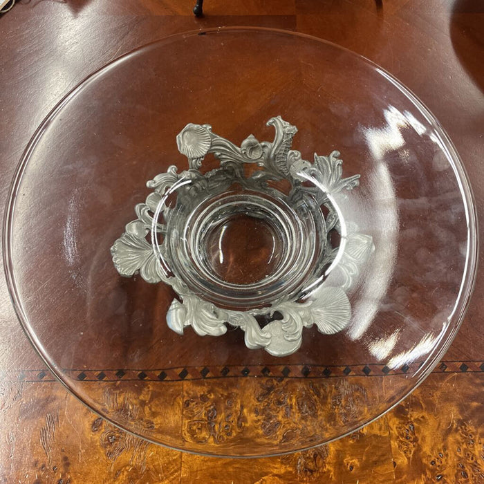 Glass Bowl w Pewter Base