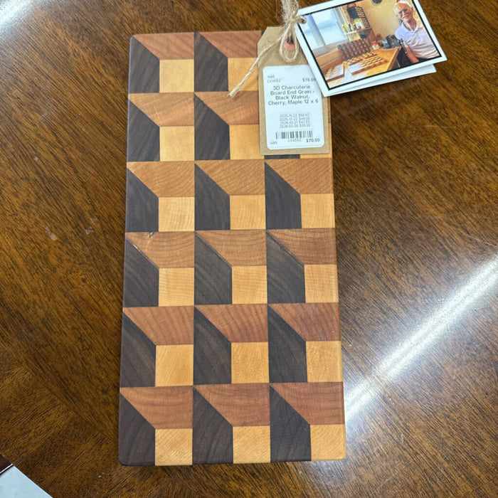 3D End Grain Board - Black Walnut, Cherry, Maple LOCAL ARTIST