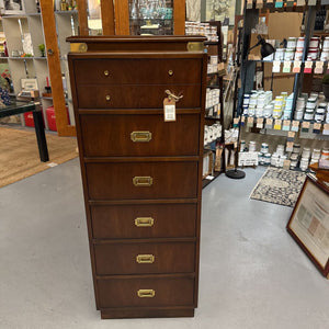 Mahogany Tall Boy Dresser/Lingerie Chest w Brass Details