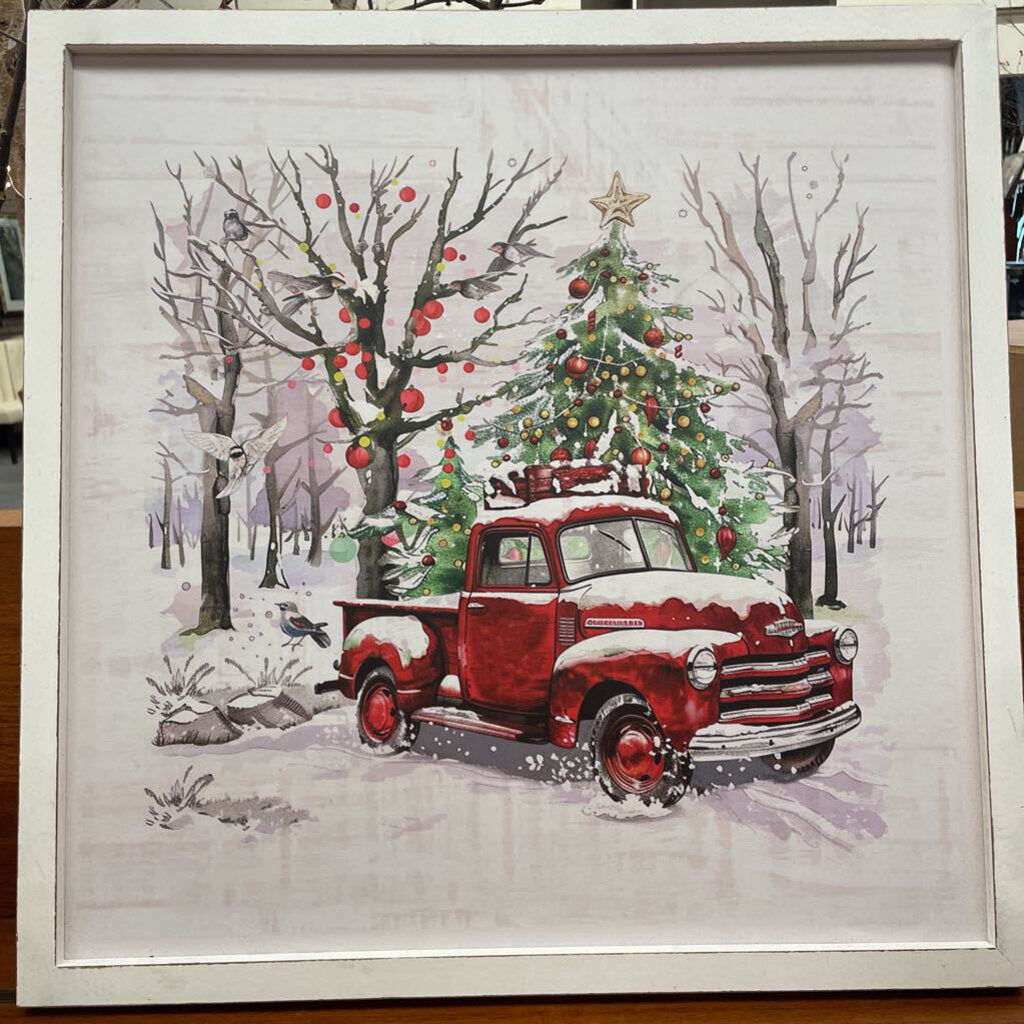 LED Framed Wall Art - Red Truck - FZ1013