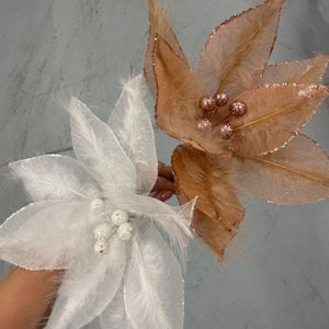 Poinsettia Feather Pick - XG2085