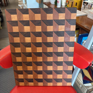 3D End Grain Charcuterie Board LOCAL ARTIST - Black Walnut, Cherry, Maple